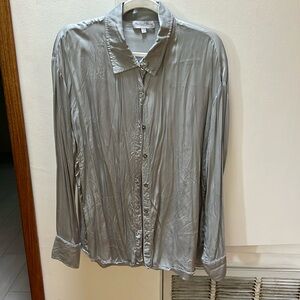 michael stars silver blue button down blouse